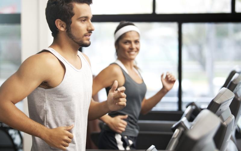 a man and a woman exercising